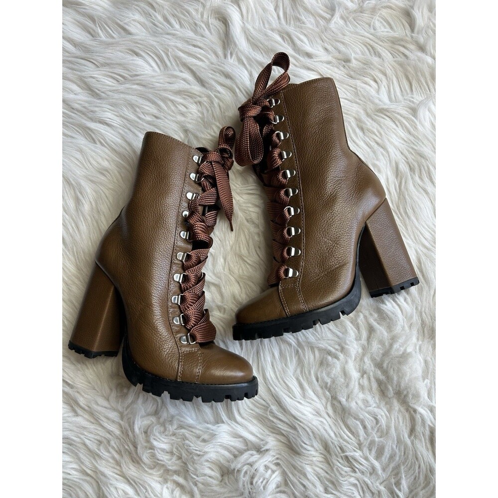 SCHUTZ ZARA WOMENS SIZE 7 BROWN LACEUP COMBAT BOOTS BOOTIE NWOB
